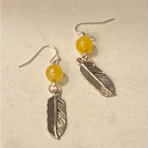 NEW Citrine feather earrings